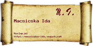Macsicska Ida névjegykártya